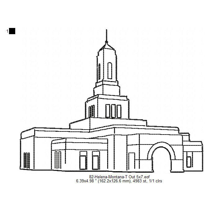 Helena Montana Lds Temple Outline Machine Embroidery Digitized Design 