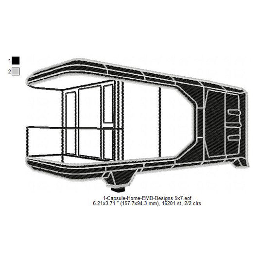 Capsule Mini Home Silhouette Shadow Machine Embroidery Digitized Design Files