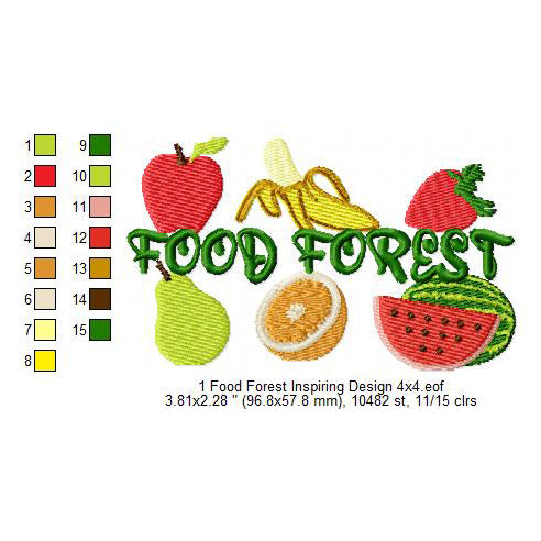 Food Forest Inspiring Machine Embroidery Digitized Design Files