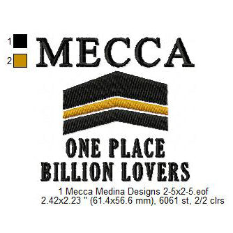 Mecca One Place Billion Lovers Machine Embroidery Digitized Design Files