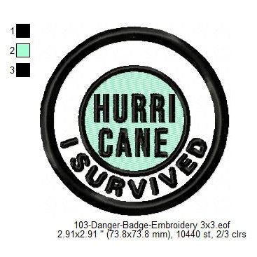 Hurricane Helene Storm Cyclone Merit Badge Machine Embroidery Digitized Design Files