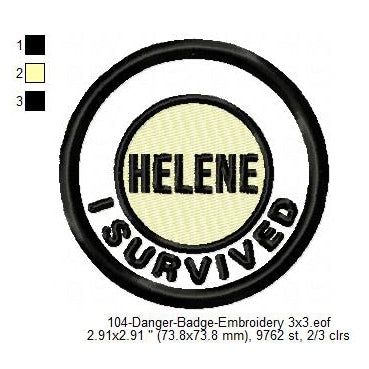 Hurricane Helene Storm Cyclone Merit Badge Machine Embroidery Digitized Design Files