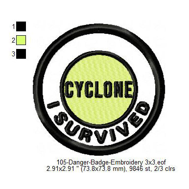 Hurricane Helene Storm Cyclone Merit Badge Machine Embroidery Digitized Design Files