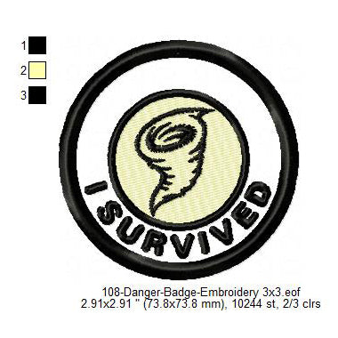 Hurricane Helene Storm Cyclone Merit Badge Machine Embroidery Digitized Design Files