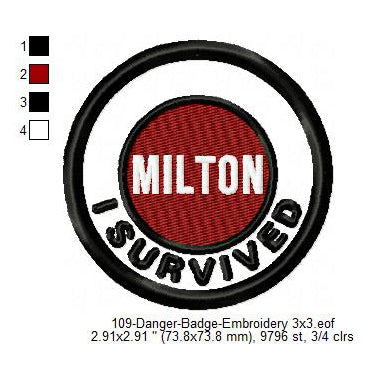 Hurricane Milton Storm Cyclone Merit Badge Machine Embroidery Digitized Design Files