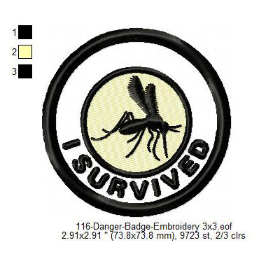 I Survived Mosquito Merit Badge Machine Embroidery Digitized Design Files