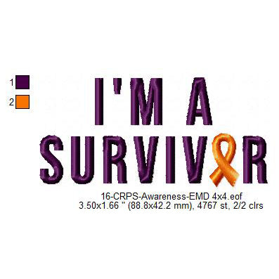 I'm A Survivor Hand CRPS Awareness Slogans Machine Embroidery Digitized Design Files