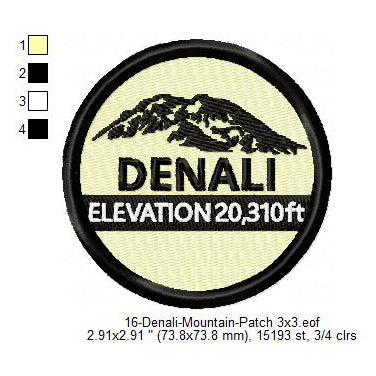 Mount Denali Mountains Merit Badge Machine Embroidery Digitized Design Files