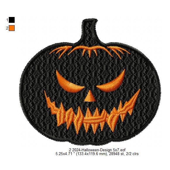 Halloween Pumpkin Jack O' Lanterns Symbols Machine Embroidery Digitized Design Files