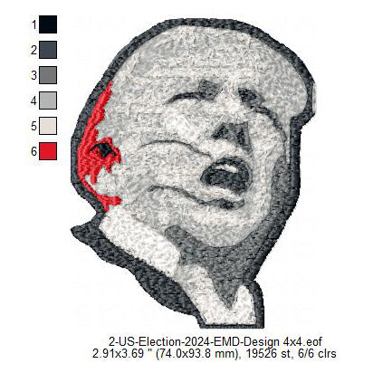 Donald Trump Fight America Shooting USA Election Machine Embroidery Digitized Design Files