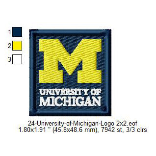 University of Michigan Logo Machine Embroidery Digitized Design Files