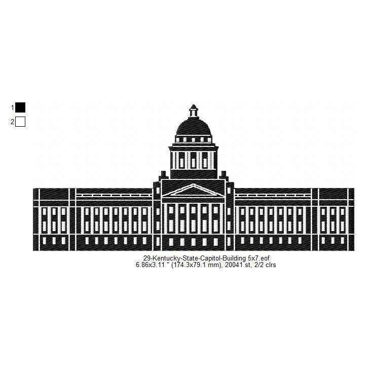 Kentucky State Capital Building Silhouette Machine Embroidery Digitized Design Files