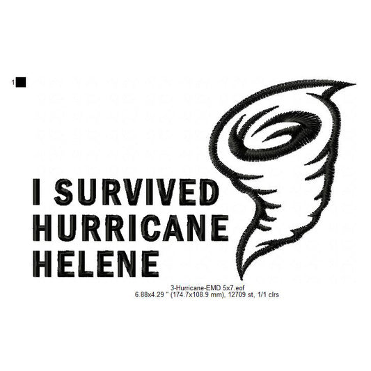 Hurricane Helene Storm Cyclone Machine Embroidery Digitized Design Files