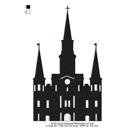 St Louis Cathedral Silhouette Machine Embroidery Digitized Design Files