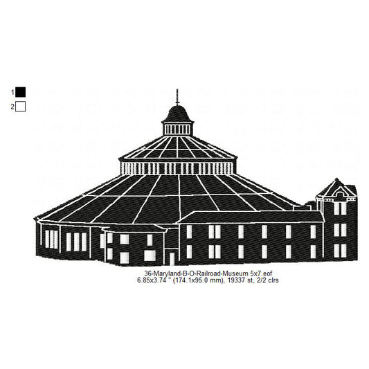 Maryland B O Railroad Museum Silhouette Machine Embroidery Digitized Design Files