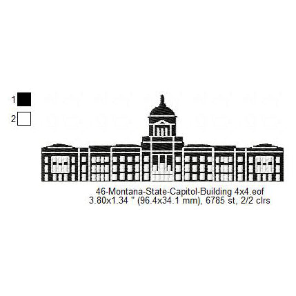 Montana State Capitol Building Silhouette Machine Embroidery Digitized Design Files