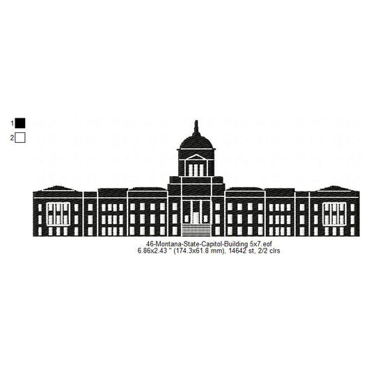 Montana State Capitol Building Silhouette Machine Embroidery Digitized Design Files