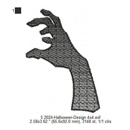 Halloween Scary Hand Shadow Symbols Silhouette Machine Embroidery Digitized Design Files