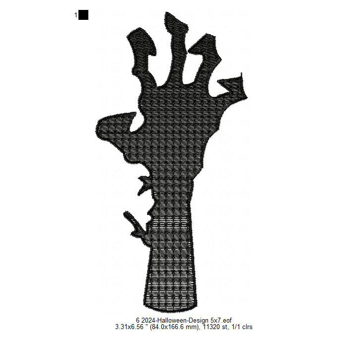 Halloween Scary Hand Shadow Symbols Silhouette Machine Embroidery Digitized Design Files