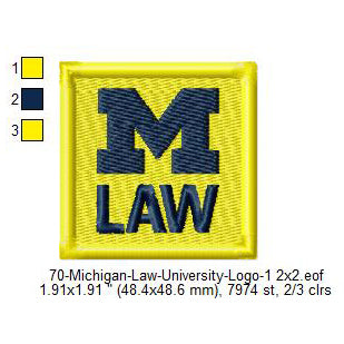 Michigan Law University Logo Machine Embroidery Digitized Design Files