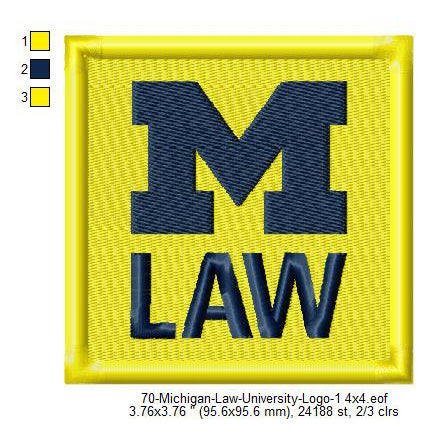 Michigan Law University Logo Machine Embroidery Digitized Design Files