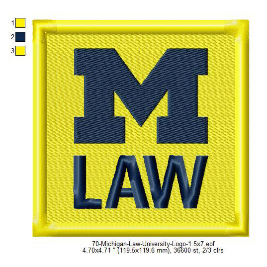 Michigan Law University Logo Machine Embroidery Digitized Design Files