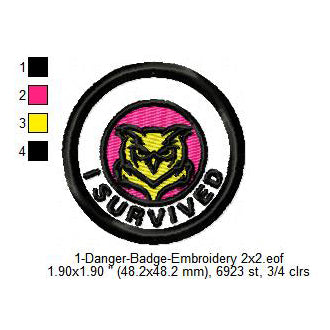 I Survived Owl Merit Adulting Badge Machine Embroidery Digitized Design Files