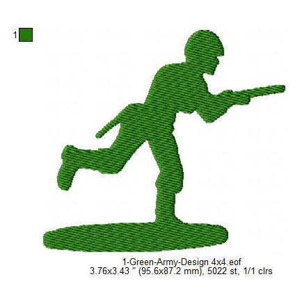 Green Army Silhouette Machine Embroidery Digitized Design Files