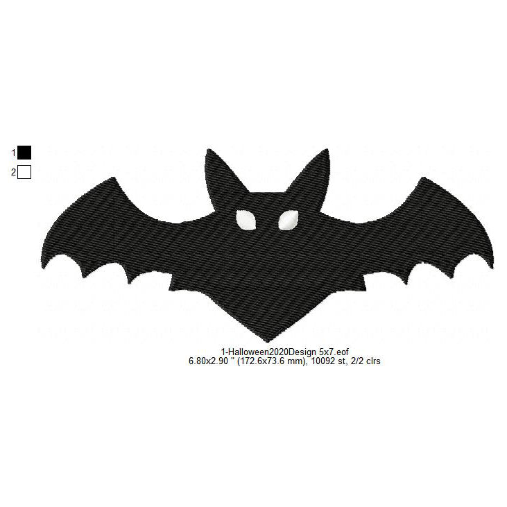 Halloween Bat Bird Silhouette Symbols Machine Embroidery Digitized Design Files