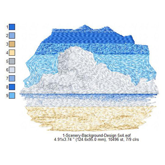 Beach Sky Scenery Background Machine Embroidery Digitized Design Files