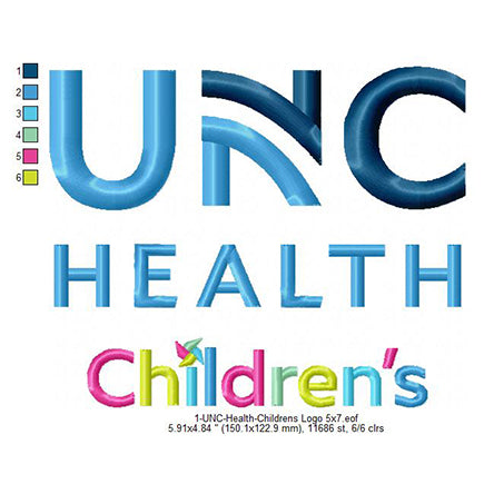 UNC Health Children's Logo Machine Embroidery Digitized Design Files