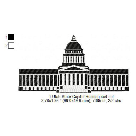 Utah State Capitol Building Silhouette Machine Embroidery Digitized Design Files