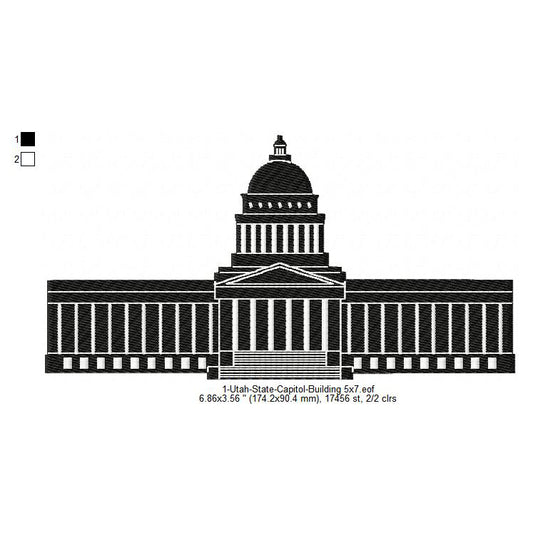 Utah State Capitol Building Silhouette Machine Embroidery Digitized Design Files