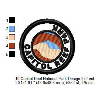 Capitol Reef National Park Merit Adulting Badge Machine Embroidery Digitized Design Files