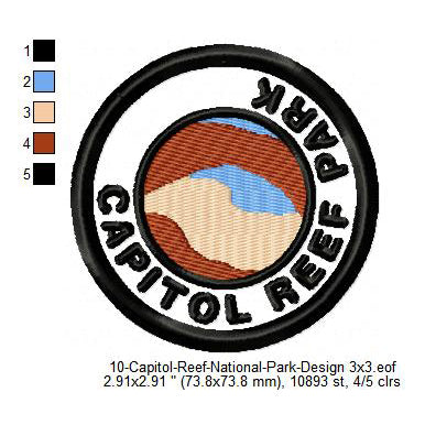 Capitol Reef National Park Merit Adulting Badge Machine Embroidery Digitized Design Files