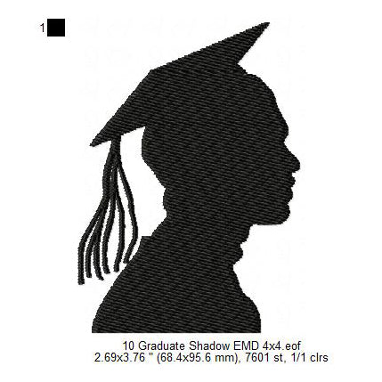 Graduation Ceremony Student Silhouette Machine Embroidery Digitized Design Files