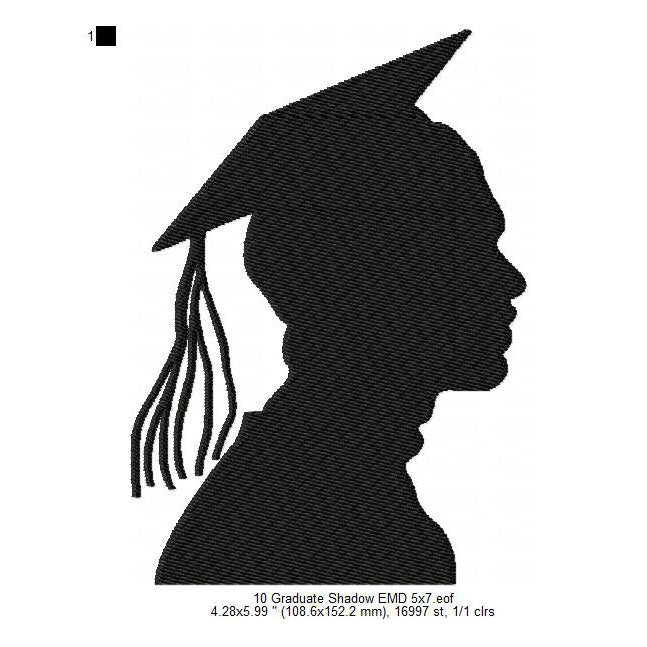 Graduation Ceremony Student Silhouette Machine Embroidery Digitized Design Files