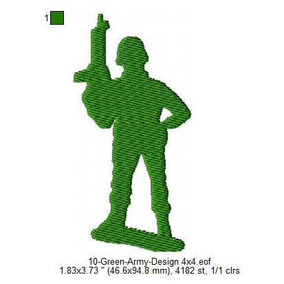 Green Army Silhouette Machine Embroidery Digitized Design Files