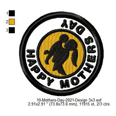 Happy Mothers Day Silhouette Merit Badge Machine Embroidery Digitized Design Files