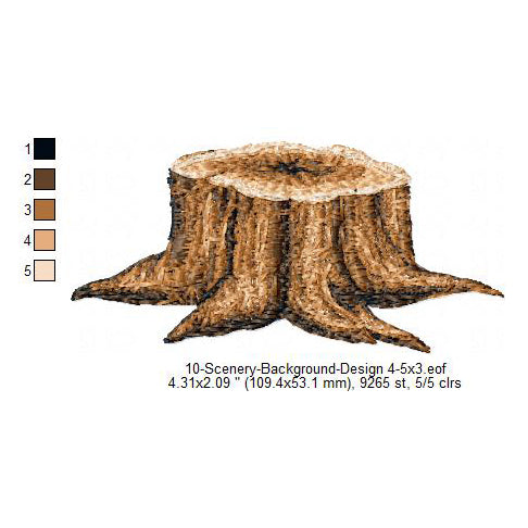 Tree Stump Jungle Scenery Background Machine Embroidery Digitized Design Files