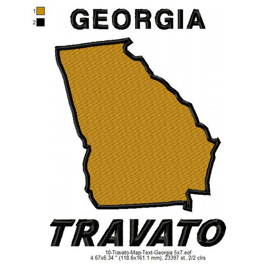 Travato Georgia State Map Designs Machine Embroidery Digitized Design Files