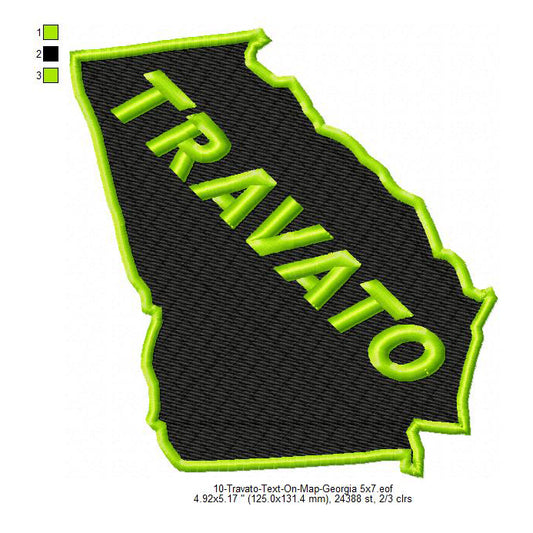 Travato Georgia State Map Designs Machine Embroidery Digitized Design Files