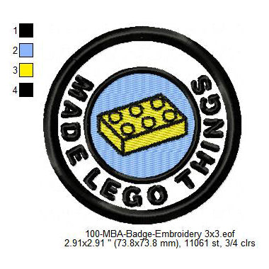 Made Lego Things Merit Adulting Badge Machine Embroidery Digitized Design Files