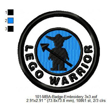 Lego Warrior Merit Adulting Badge Machine Embroidery Digitized Design Files