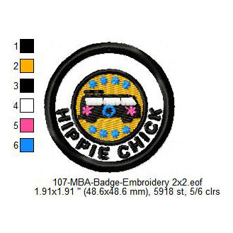 Hippie Chick Merit Adulting Badge Machine Embroidery Digitized Design Files