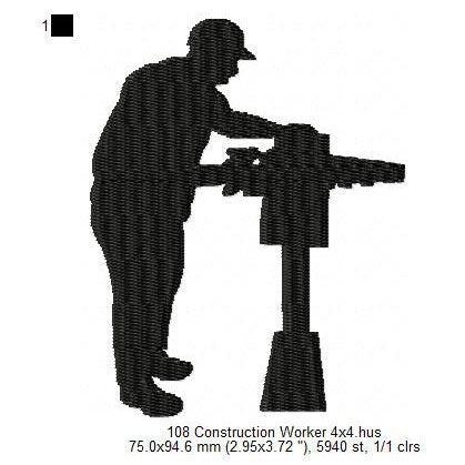 Construction Worker Silhouette Machine Embroidery Digitized Design Files