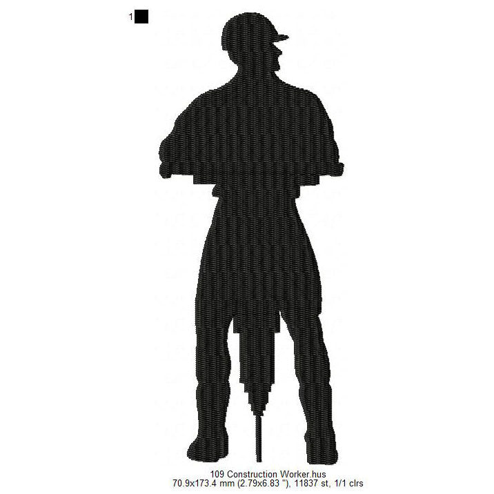 Construction Worker Silhouette Machine Embroidery Digitized Design Files