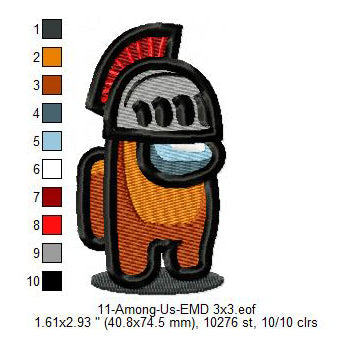 Gladiator Among Us Character Machine Embroidery Digitized Design Files