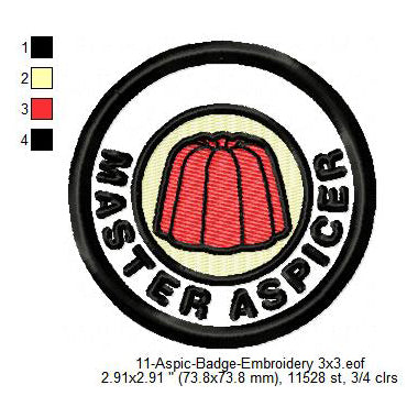 Master Aspicer Aspic Merit Adulting Badge Machine Embroidery Digitized Design Files