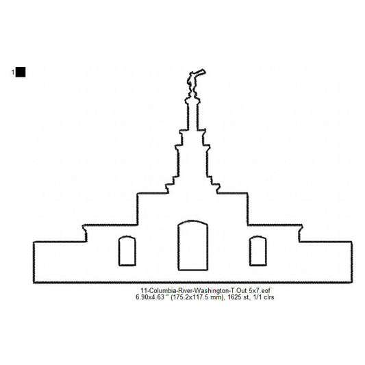 Columbia River Washington LDS Temple Outline Machine Embroidery Digitized Design Files